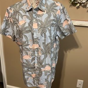 Flamingo button down beach shirt
